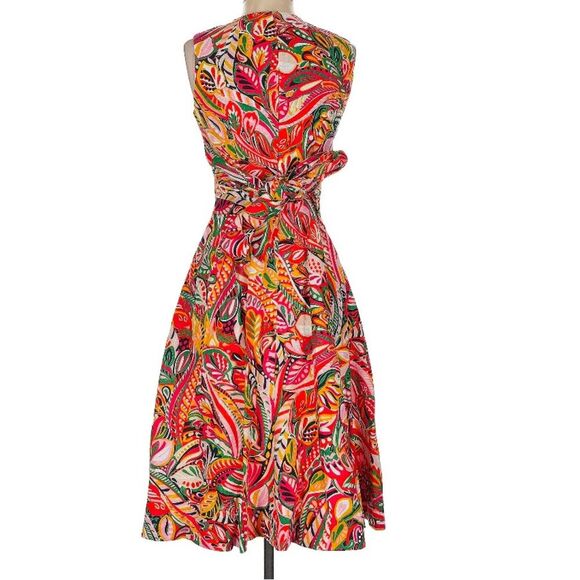 HOBBS London 100% Linen Twitchill Multicolor Sleeveless Fit and Flare Fun Dress - Picture 3 of 10